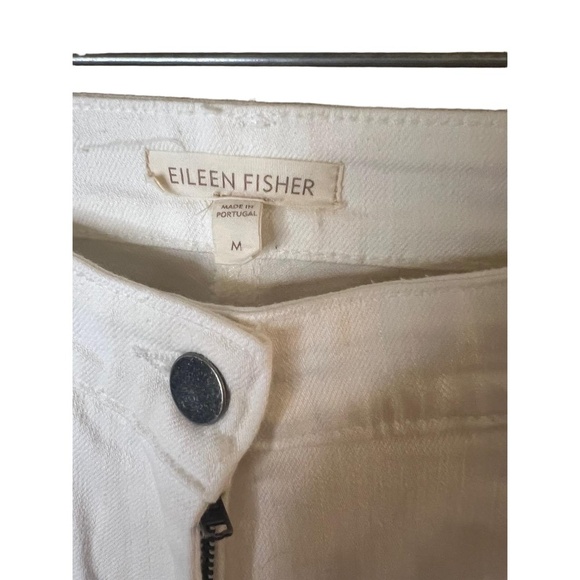 Eileen Fisher White Straight Leg Five-Pocket Denim Pants Medium - Picture 2 of 7